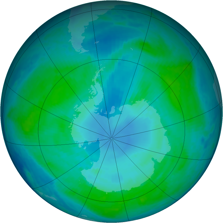 Antarctic ozone map for 25 January 1999